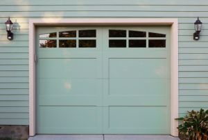 Light green garage door