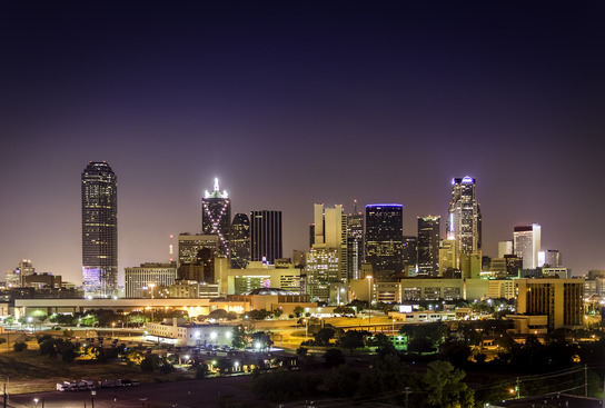 Night View of Dallas Skyline